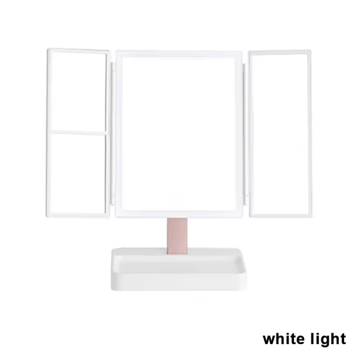 72 LED Light Vanity Mirror 1/2/3X Magnifying Cosmetic 3 Folding Makeup Mirrors 270 Rotation Stepless Dimmer Beauty Table Mirrors - 1