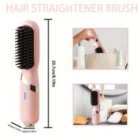 Planchas del pelo，Cepillo de alisado de pelo recargable USB [1pc], Cepillo de alisado de pelo recargable USB, control de temperatura de 3 velocidades, calentamiento rápido, volumen anti-aplastado, tecnología de iones negativos - details 3