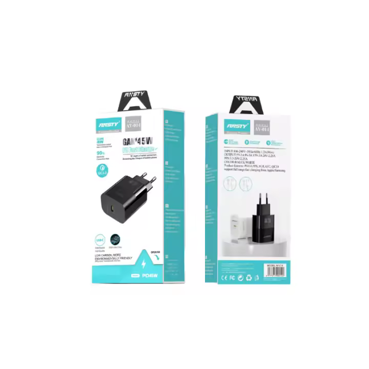 ANSTY Cargador Rápido GaN 45W PD AY-014 - Carga Rápida TIPO C CABLE - 1