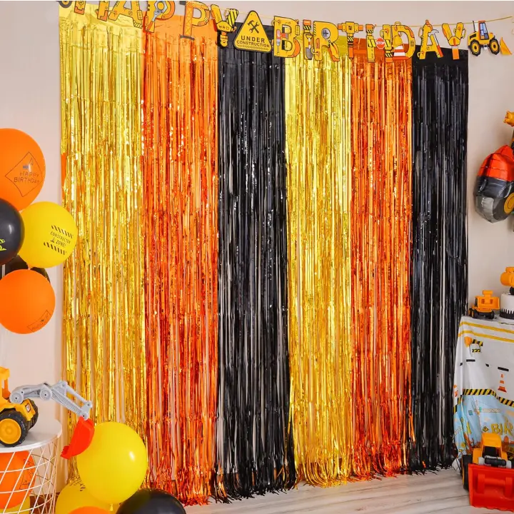 2 Pack Cortinas De Foil Mardi Gras Con Borlas Metálicas Para Decoración De Fiestas De Cumpleaños Boda Y Decoraciones De Fiesta Mardi Gras - 1