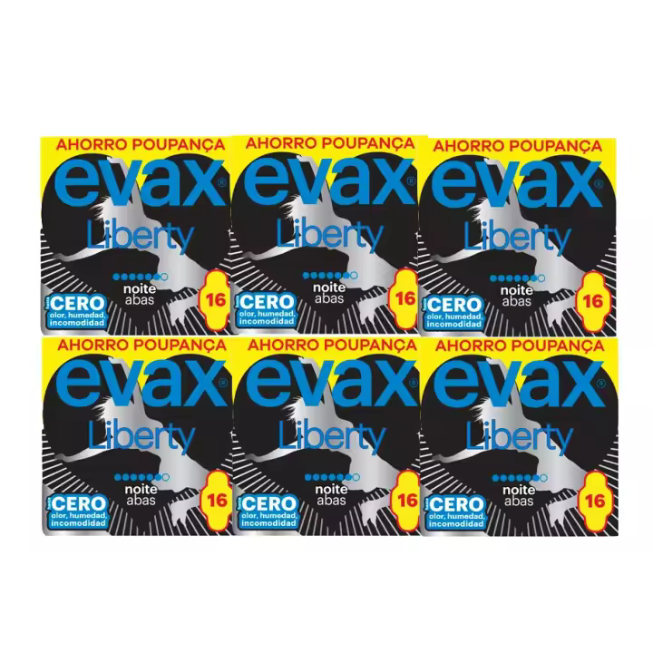 Evax | Pack Evax Liberty Noche Compresas Con Alas No Notarás Que Las Llevas 6x16uds - 1