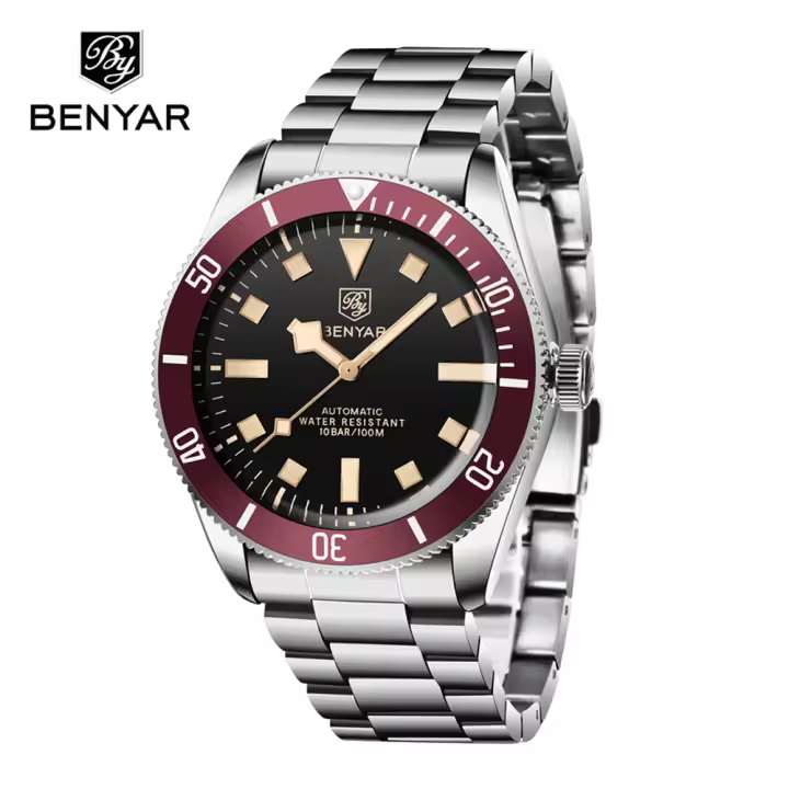 Reloj Mecánico Automático Para Hombre Benyar BB58 Resistente Al Agua Luminoso De Moda Reloj De Pulsera De Lujo Con Numeración Romana Y Seguro Plegable - 1