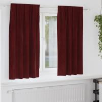 Cortinas opacas vidaXL con cinta en la parte superior 2 pcs Rojo vino de terciopelo - details 0