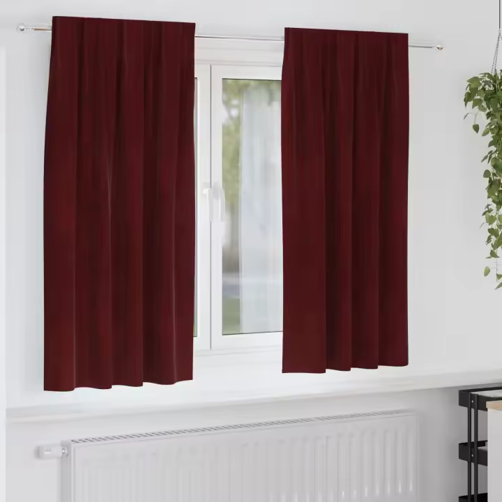 Cortinas opacas vidaXL con cinta en la parte superior 2 pcs Rojo vino de terciopelo - 1