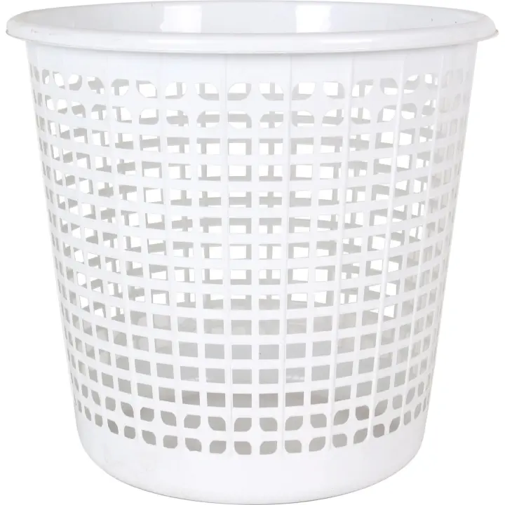 Dem - PAPELERA 27X25.5CM BLANCO OFFICE - Diseño Elegante y Funcional - Tapa para Ocultar Residuos - Resistente y Duradera - Con Pedal - 1