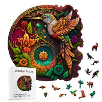 Puzzle De Pájaro Colibrí En Madera Colorido Y Alienígena Dificultad Superior Para Adultos Alivio Del Estrés Educativo - details 0