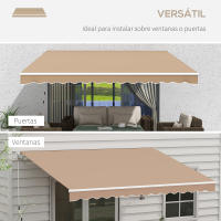Outsunny Toldo Manual Retráctil 350x250 cm Toldo para Balcón con Manivela de Metal Impermeable y Anti-UV Toldo Enrollable de Exterior para Jardín Terraza Ventanas - details 4