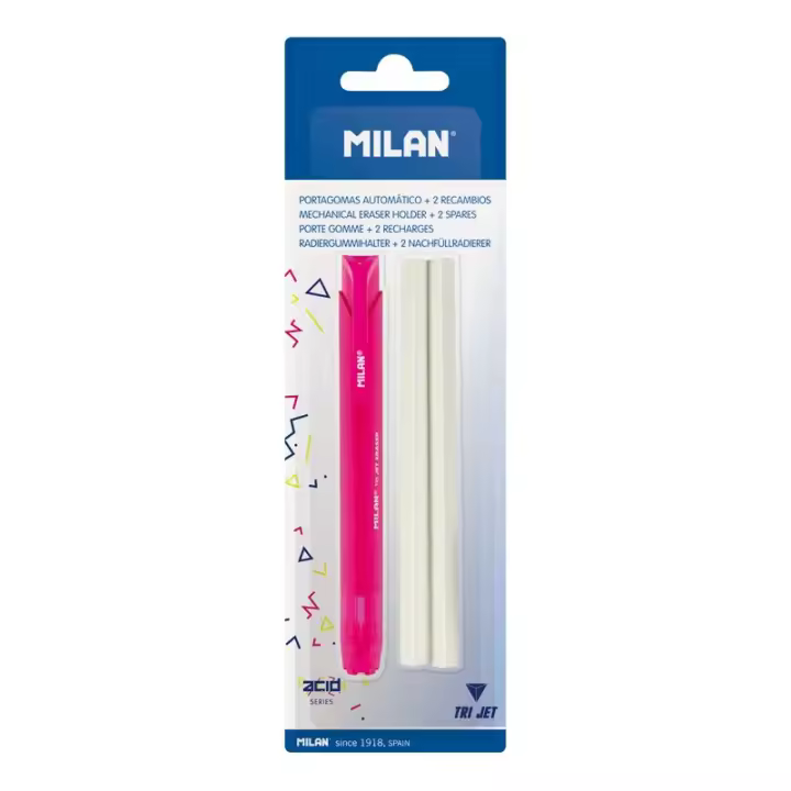 MILAN Blíster Portagomas Automático Tri Jet serie Acid + 2 Gomas recambio - 1