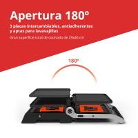 Parrilla eléctrica, Foodie Grill 2000W, Revestimiento Antiadherente, Apertura 180º, Adaptable en Altura, Placas intercambiables antiadhentes. Regulador de tiempo y temperatura automático. Cloen. - details 1