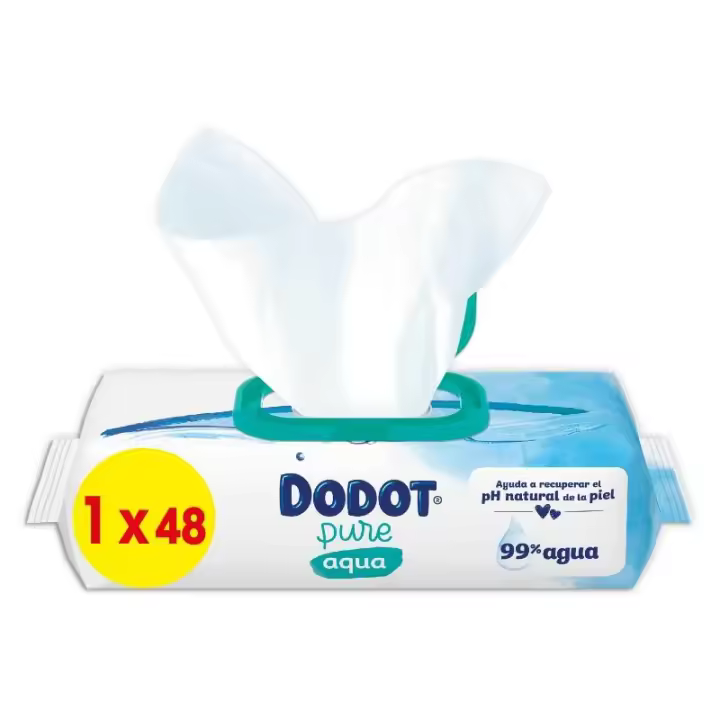 Toallitas Dodot Aqua Plastic Free 48 Uds - Limpieza Pura y Delicada - 99% de Agua - 1