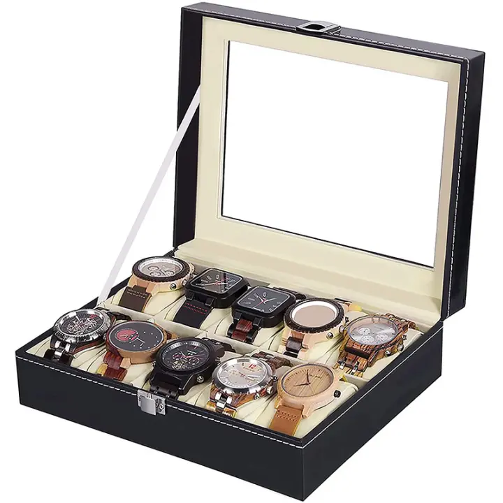 Caja de alta gama, elegante Caja de exhibición de joyas de cuero a prueba de polvo. - 1