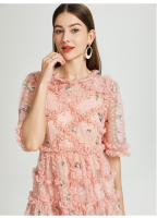 Vestido De Verano Para Mujer Elegante Con Estampado Corto Manga O-Neck Vestido A-Line Suave Estiramiento Poliéster Longitud De Rodilla Estilo Oficina Lady - details 7