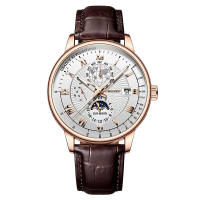 Reloj De Moda Para Hombre Diseño De Negocios Lujo Cuerda De Cuero Reloj De Cuarzo Dial Circular Sencillo Escala Romana Reloj De Tiempo - details 4