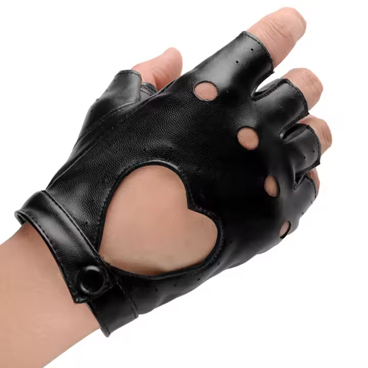 Guantes De Motociclista Para Mujer Punk De Cuero Sin Dedos Para Baile Y Conducción Estilo Biker Adulto Material Principal Poliéster - 1