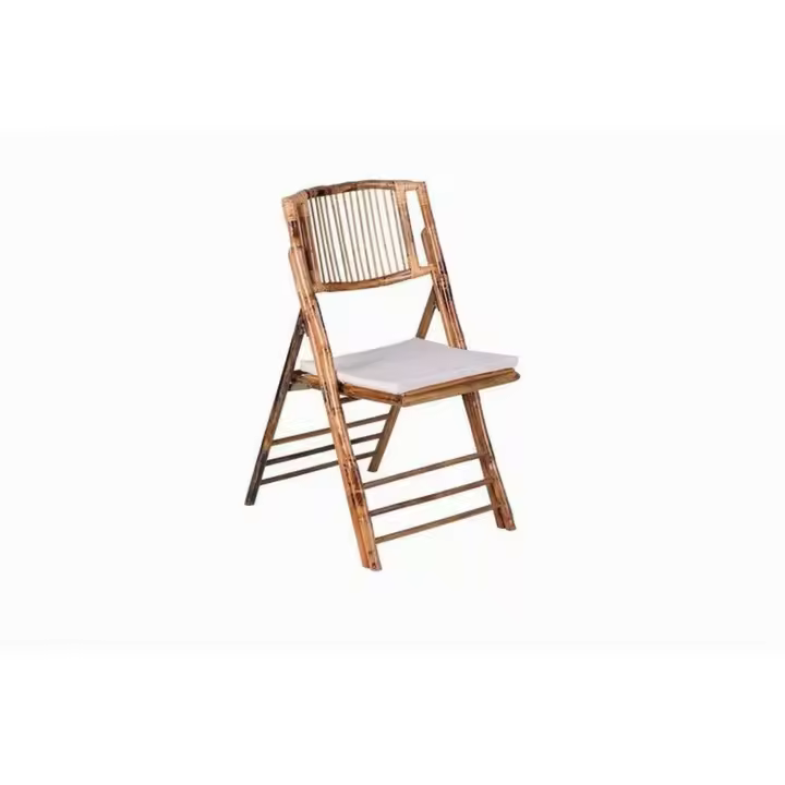 Gerimport Silla Plegable Bambú Natural con Cojín Cómodo 47x86x45cm - 1