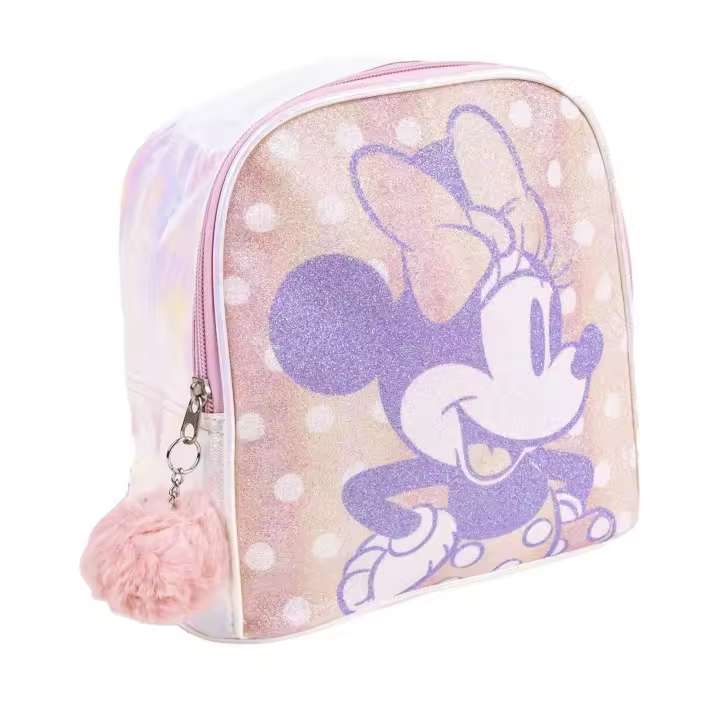 Mochila Infantil de Minnie Mouse - Cierre de Cremallera con Pompón - 18 x 21 x 10 cm - Mochila Pequeña con Costuras Reforzadas - 1