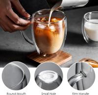 2 Pcs Tazas De Café Con Mano De Vidrio Doble Capa 12oz Resistentes Al Calor Para Espresso Cappuccino Latte Té Transparentes Ecológicas Para El Hogar - details 1