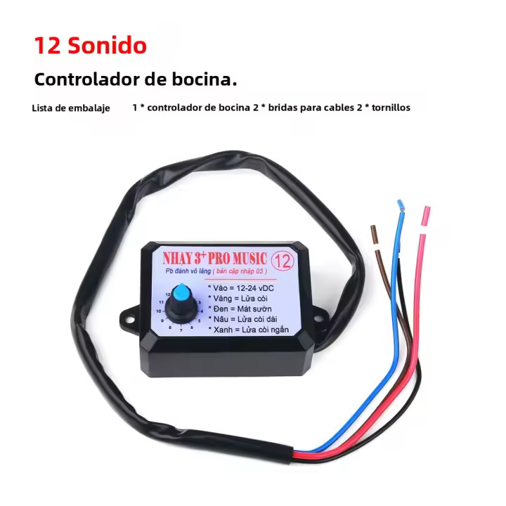 Controlador De Bocina Electrónica Musical 12V-24V Con 8 Y 12 Sonidos Unidad De Control Con Cambio De Volumen Speaker pro - 1