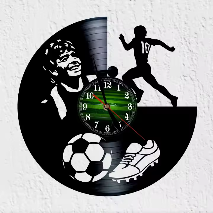 VinyWoody Reloj de Pared Disco de Vinilo Famoso Jugador de Futbol Argentino Deporte Decoracion - 1