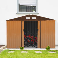 Outsunny Cobertizo de Jardín de Exterior 4,9 m² 277x195x192 cm Caseta de Jardín Metálica con 2 Puertas Corredizas Base Refuerzo (Suelo NO Incluido) para Patio Terraza - details 1