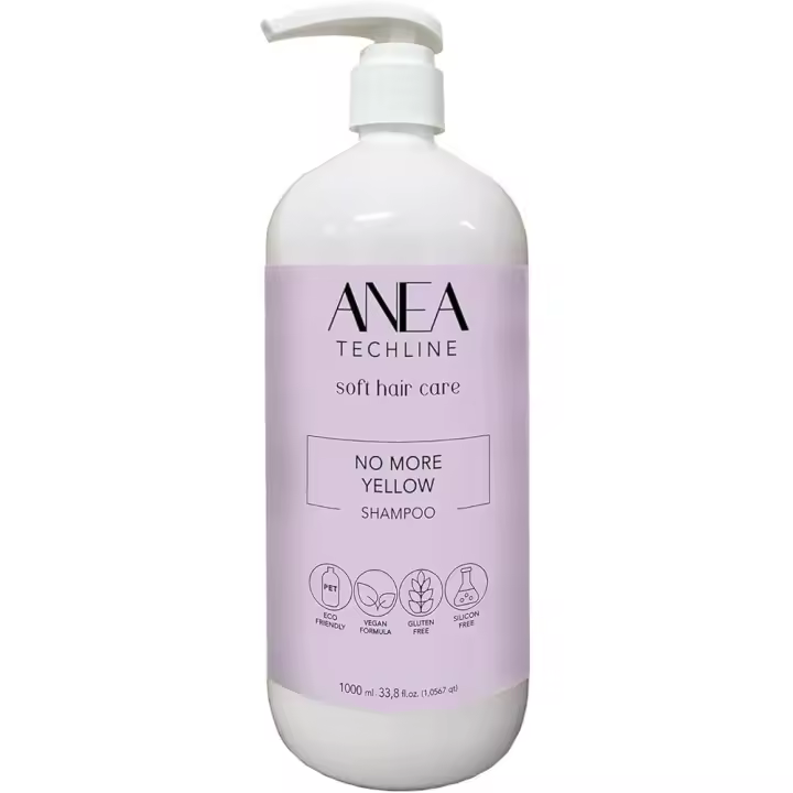 Anea Techline Champú No More Yellow 1000ml - Elimina Tonos Amarillos indeseados en Cabellos Decolorados - 1