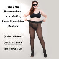 Geshop Pantys Térmicos Efecto Piel Translúcidas Medias Térmicas Efecto Piel para Mujer 680 DEN /900 DEN Afelpado Térmico para Invierno, Color Negro Translúcido Efecto piel real. - details 5