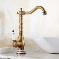 Retro Basin Faucet Single Handle Basin Faucet Bathroom Faucet,ceramic Handle Bathroom Basin Faucet Kitchen Sink Faucetantique Brass, High) - details 0