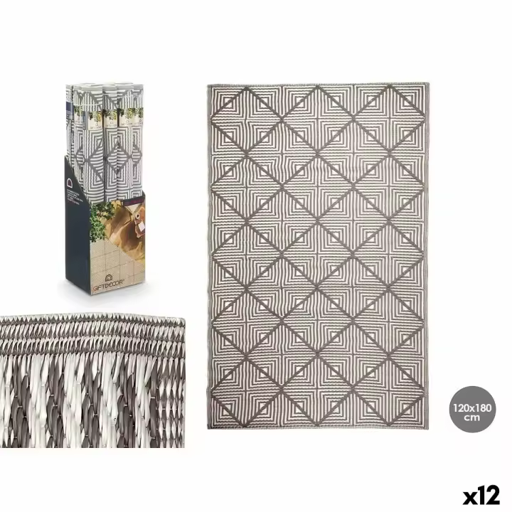 Alfombra GiftDecor EXAG-1006 Blanco Gris Polipropileno 120 x 180 cm (12 Unidades) - 1
