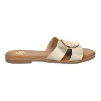 PuntoSalao Sandalias planas cómodas broche en pala mujer oro GG-63 - details 1