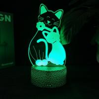 Lámpara De Noche LED 3D Ilusión De Queso Gato 16 Colores Auto Gradiente Con Interruptor Táctil Y USB Regalo Para Niños - details 12