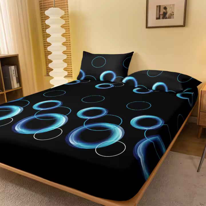 Sábana Redonda Moderna Y Sencilla De Tela Mate Con Estampado Geométrico Para Cama Sin Almohadillas Incluidas - Ropa De Cama - 1