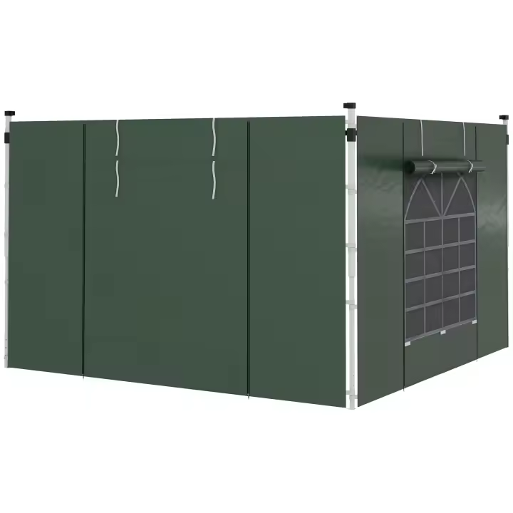 Outsunny Paredes Laterales para Carpa de 2 Paneles 295x195 cm Cortina Lateral de Tela Oxford con Ventana Enrollable y Puerta con Cremallera para Carpa 3x3 m o 3x6 m - 1