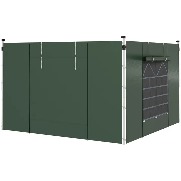 Outsunny Paredes Laterales para Carpa de 2 Paneles 295x195 cm Cortina Lateral de Tela Oxford con Ventana Enrollable y Puerta con Cremallera para Carpa 3x3 m o 3x6 m - 1