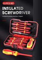 Kit De Herramientas Para Eléctricos 13pcs 1000V Con Destornilladores Aislados Magnéticos Y Bits De Fijación Positiva Phillips Pozidriv Torx - details 0