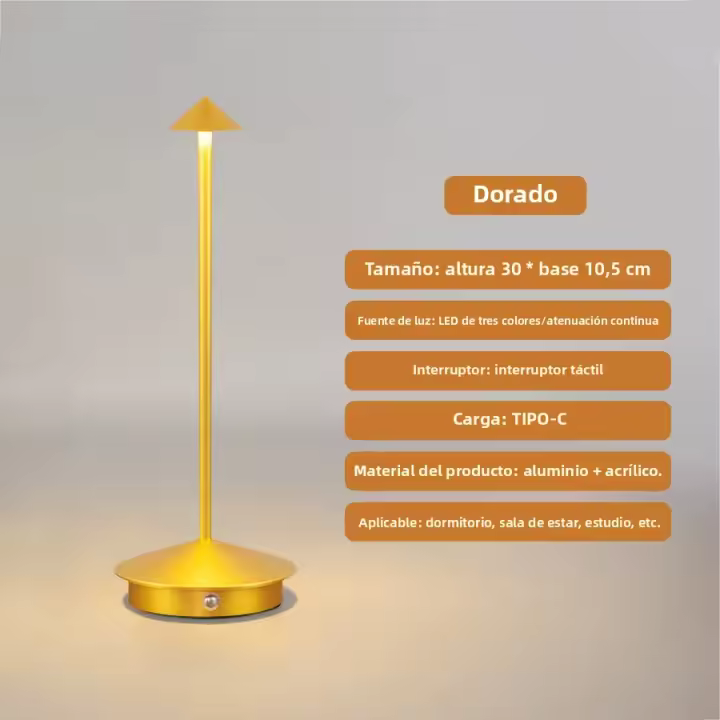 Lámpara De Escritorio LED Recargable Con Sensor Táctil Luz De Lectura Inalámbrica Para Habitación Restaurante Hotel Bar Materiales ABS Y CRISTAL Estilo Moderno - 1