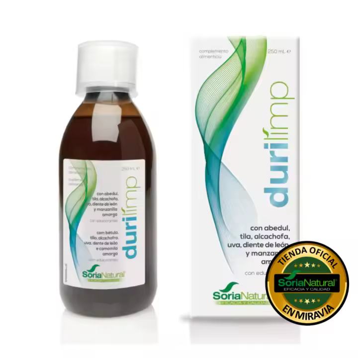 Soria Natural Durilimp - Limpieza Interna, Promueve la Salud Digestiva, Detox Natura l- Diente de León, Alcachofa, Manzanilla Amarga, Abedul - Equilibrio Digestivo - 250ml - 1