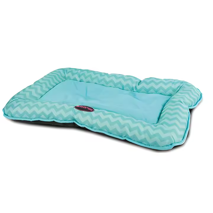 Ibañez Cama Colchoneta para Perros Impermeable Oxford - Estampado Zigzag - Tela Impermeable 100% - Base Antideslizante - Azul - 55 X 36 Cm - 1