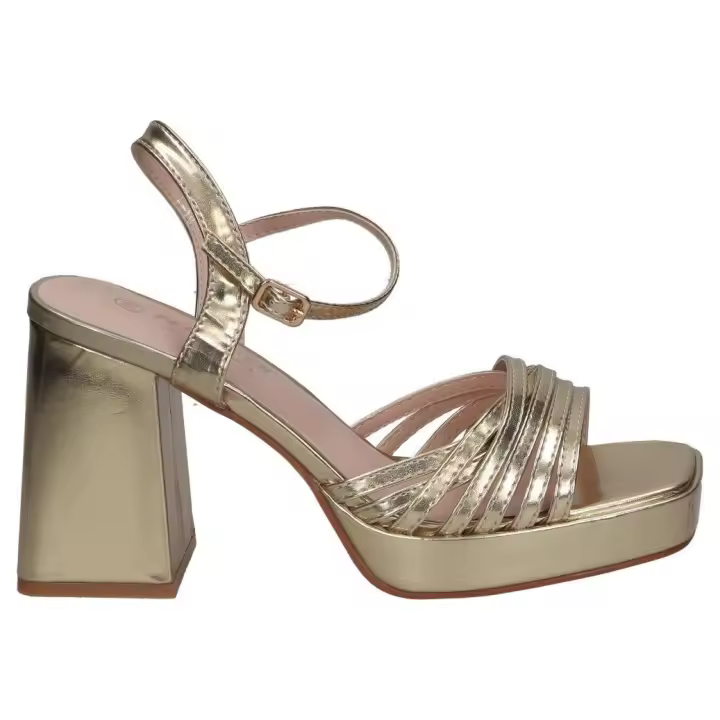 POLKA | Sandalias de tacón Polka para Mujer – Sandalias de Evento Color Dorado – Sandalia Evento con Cierre de Hebilla – Tacón color Dorado– Tacón Medio Y Cómodo – Alta Calidad – Modelo 166 - 1