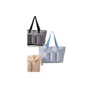 Bolso de playa tela  cuadraditos con bolsillos portabebidas bolso grande 50 x 40 x 15cm multiuso, diario ,gimnasio ,playa ,gran capacidad Nueva colección primavera/verano 2024 para mujer - details 2