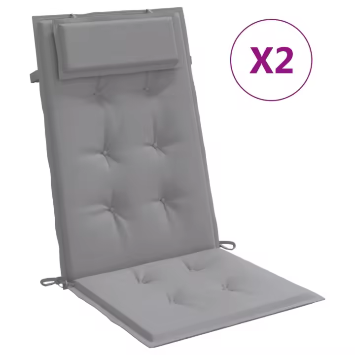vidaXL Cojines de silla con respaldo alto 2 uds tela Color Antracita,  Gris,  Beige y mas Cojín Decorativo de Asiento Cojines de muebles de salon - 1
