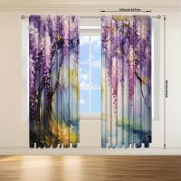2pcs Cortina De Pintura Al Aire Libre De Florecillas De Wisteria Para Decoración Del Hogar Tratamiento De Ventana Para Dormitorio Oficina Cocina Material 100% Poliéster - details 13