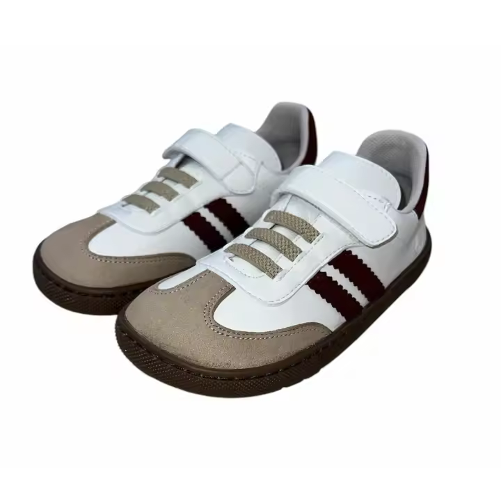 Deportivas Samba Respetuosa Niños Velcro Blanca y Burdeos Coqueflex - 1