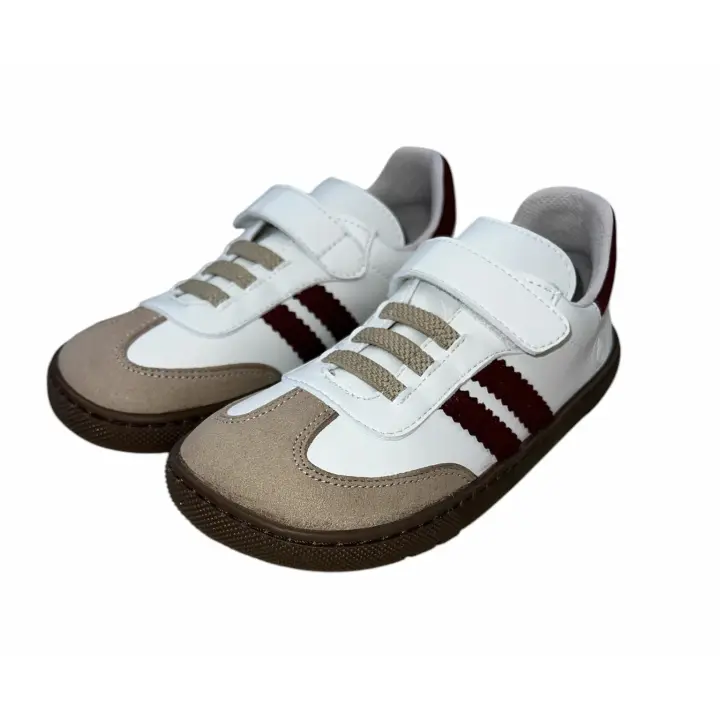 Deportivas Samba Respetuosa Niños Velcro Blanca y Burdeos Coqueflex - 1
