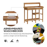 Mesa de Plantación Mesa de jardinero con bañera de Madera de Abetado H112cm para jardinería y el Servicio de Plantas, estable y resistente a la intemperie - details 3