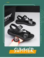 Sandalias De Verano Para Hombre Casual Deportivas PU Cuero No Eslipantes Transpirables Zapatos Romanos Playa Zapatos Del Jardín - details 1
