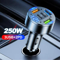Cargador De Coche 5 En 1 Adaptador Rápido Con 3 Puertos USB + 2 PD QC3.0 Monitor De Voltaje C Type Para iPhone Samsung - details 12