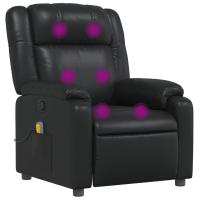 vidaXL Sillón de masaje reclinable cuero sintético Negro, Crema, Gris Sillon Dormitorio Sillon Comodos Silla Relax Sillón Sofá - details 1