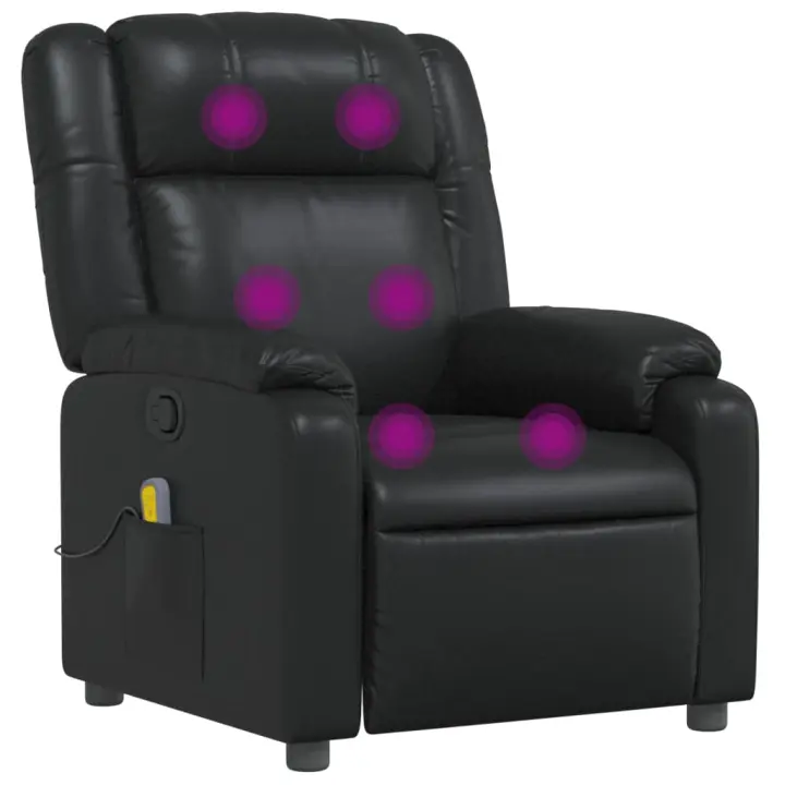 vidaXL Sillón de masaje reclinable cuero sintético Negro, Crema, Gris Sillon Dormitorio Sillon Comodos Silla Relax Sillón Sofá - 1