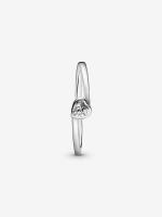 Pandora - Anillo Solitaire de corazón inclinado transparent-Plata de Lei - details 1