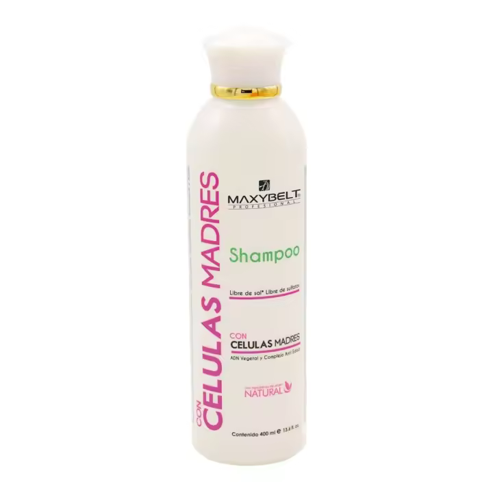 Maxybelt Profesional Champú con Células Madre 400ml - Reparador intensivo para cabellos frágiles, maltratados y químicamente tratados - Ingredientes de origen natural. Libre de sales y sulfatos. - 1